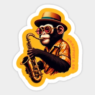 Monkey playing saxophone Sticker